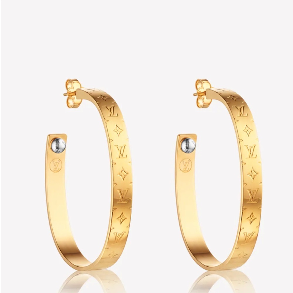 Gold Louis Vuitton Nanogram hoop earrings